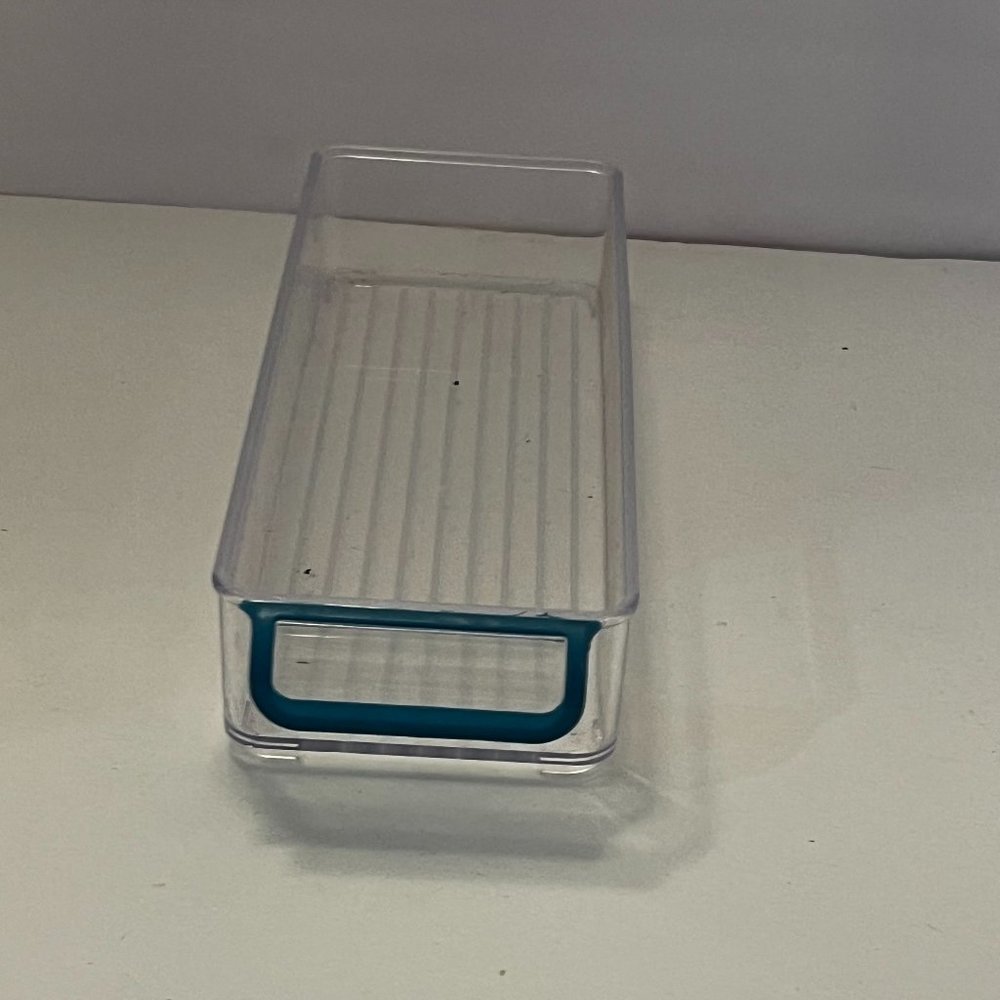 Fridge Organizer Bin Refrigerator Clear Plastic Bin w/Handle Pantry Storage bin